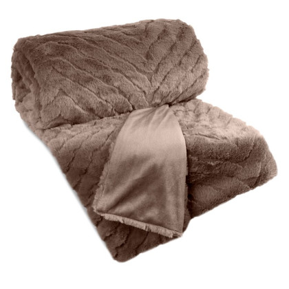 Deka 150x200 cm tmavobéžová, z mäkkej kožušiny s 3D efektom KATE